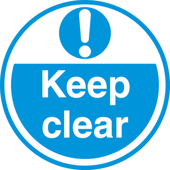 Round blue keep clear floor sign